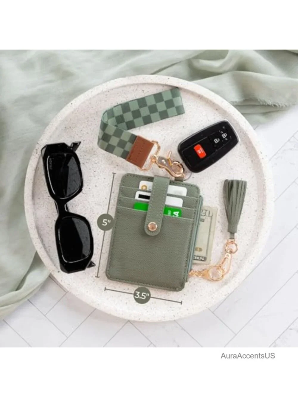 Wristlet Keychain Wallet with Card Slots & RFID Blocking